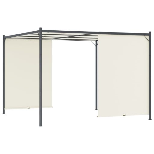 Fehér-krémszínű acélpergola állítható tetővel 3 x 3 m