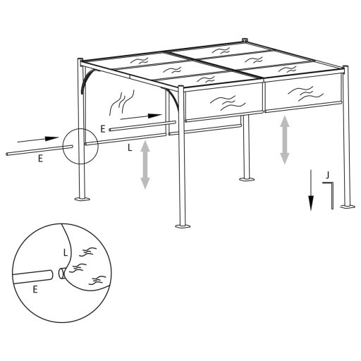 Fehér-krémszínű acélpergola állítható tetővel 3 x 3 m
