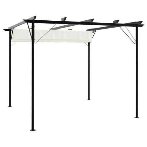 Fehér-krémszínű acélpergola behúzható tetővel 3 x 3 m