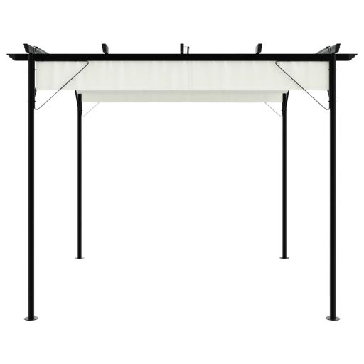 Fehér-krémszínű acélpergola behúzható tetővel 3 x 3 m