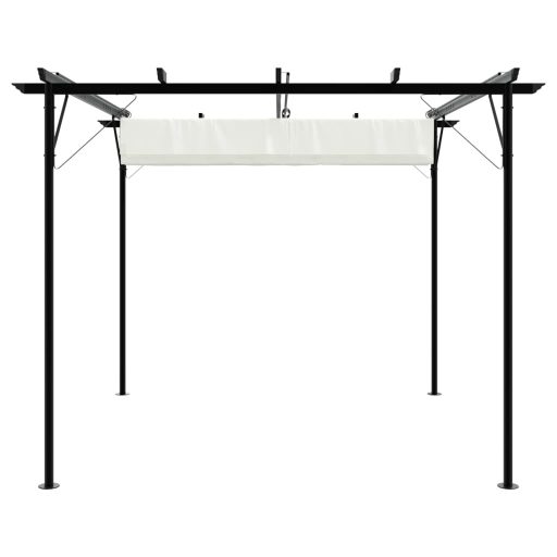 Fehér-krémszínű acélpergola behúzható tetővel 3 x 3 m
