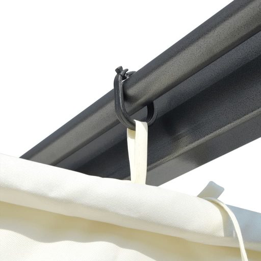 Fehér-krémszínű acélpergola behúzható tetővel 3 x 3 m