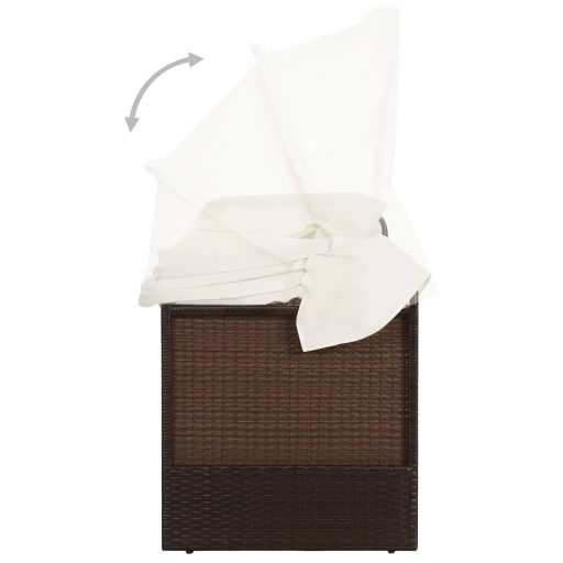Barna polyrattan kerti kanapé napellenzővel