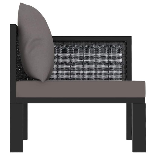 Antracitszürke polyrattan sarokkanapé-elem bal oldali karfával