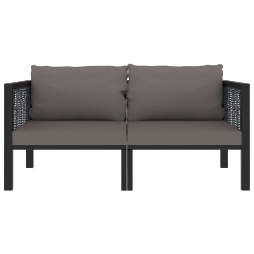 Kétszemélyes antracitszürke polyrattan kanapé párnákkal
