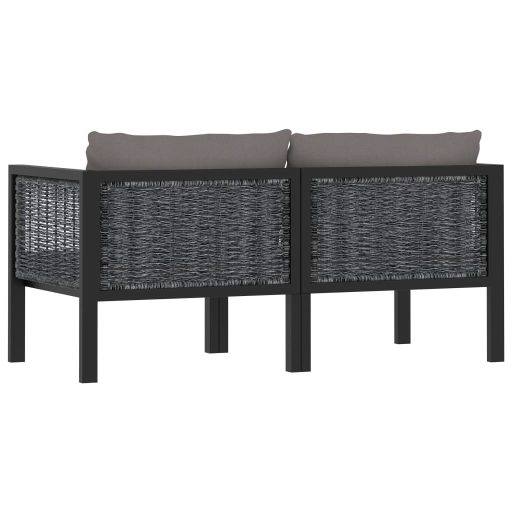 Kétszemélyes antracitszürke polyrattan kanapé párnákkal