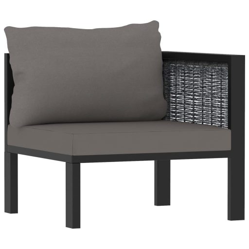 Kétszemélyes antracitszürke polyrattan kanapé párnákkal