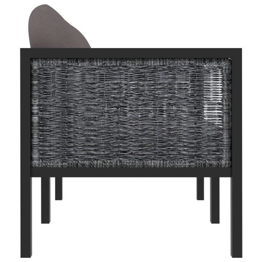 Kétszemélyes antracitszürke polyrattan kanapé párnákkal