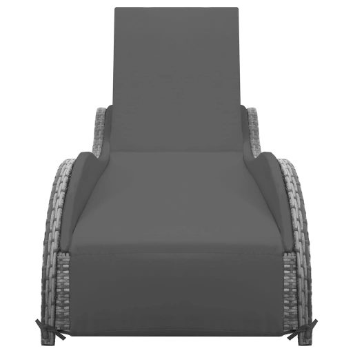 Antracitszürke polyrattan napozóágy párnával