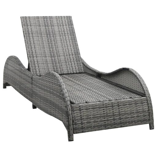 Antracitszürke polyrattan napozóágy párnával
