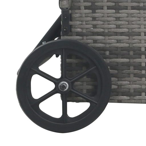 Antracitszürke kerekes polyrattan napozóágy