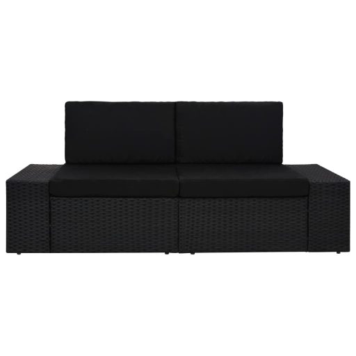 2 személyes fekete elemes polyrattan kanapé