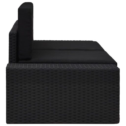 2 személyes fekete elemes polyrattan kanapé