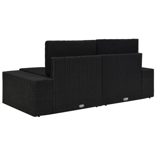 2 személyes fekete elemes polyrattan kanapé