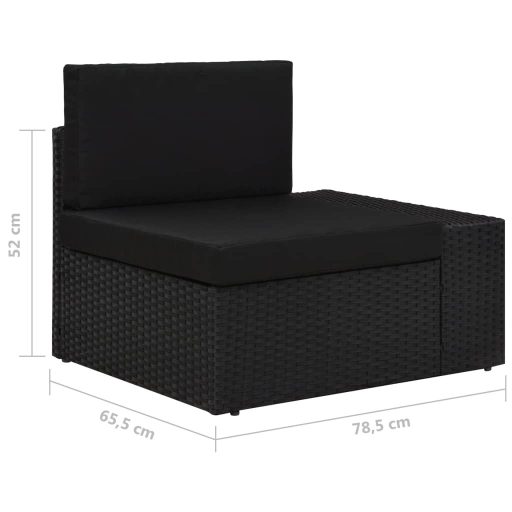 2 személyes fekete elemes polyrattan kanapé