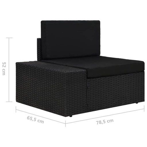 2 személyes fekete elemes polyrattan kanapé