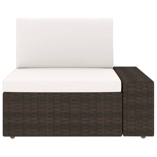 Barna polyrattan sarokkanapé-elem bal oldali karfával