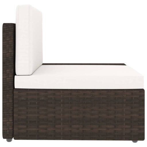 Barna polyrattan sarokkanapé-elem bal oldali karfával