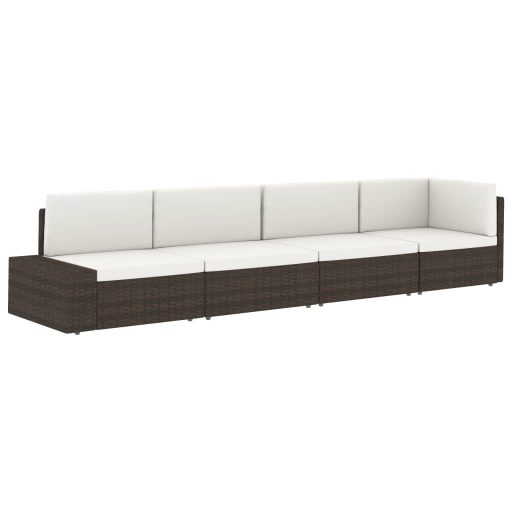 Barna polyrattan sarokkanapé-elem bal oldali karfával