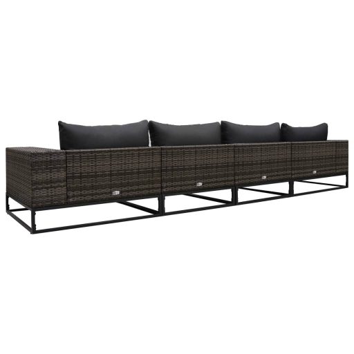 4 részes szürke polyrattan kerti kanapészett párnákkal