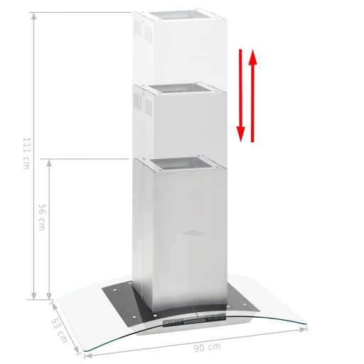 Érintős sziget páraelszívó LCD-kijelzővel 90 cm 756 m³/óra LED