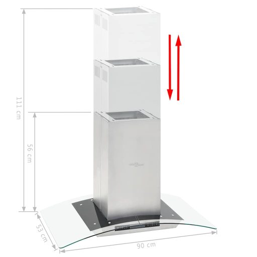 Érintős sziget páraelszívó LCD-kijelzővel 90 cm 756 m³/óra LED