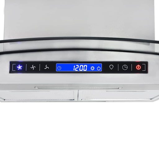 Érintős sziget páraelszívó LCD-kijelzővel 90 cm 756 m³/óra LED