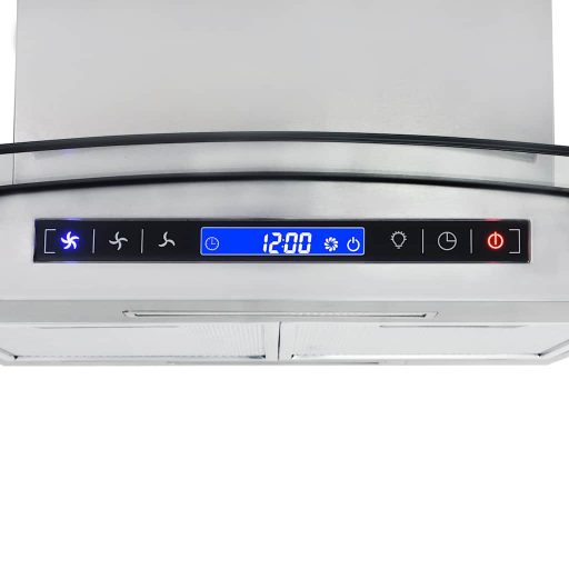 Érintős sziget páraelszívó LCD-kijelzővel 90 cm 756 m³/óra LED