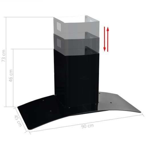 Fekete rozsdamentes acél fali páraelszívó 756 m³/h 90 cm