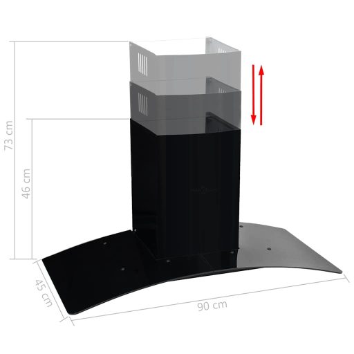 Fekete rozsdamentes acél fali páraelszívó 756 m³/h 90 cm