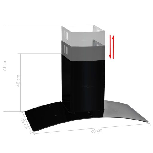 Fekete rozsdamentes acél fali páraelszívó 756 m³/h 90 cm