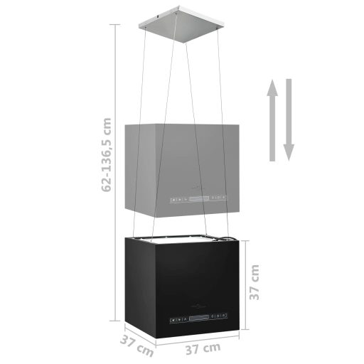 Porszórt acél LCD érintőképernyős sziget páraelszívó 37 cm