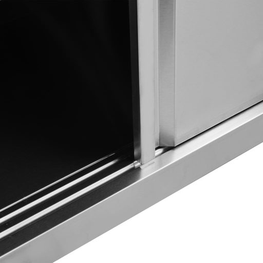 Rozsdamentes acél munkaasztal tolóajtókkal 100x50x(95-97) cm