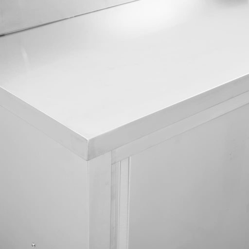 Rozsdamentes acél munkaasztal tolóajtókkal 120x50x(95-97) cm