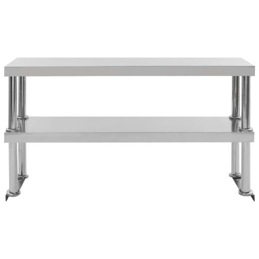 2-szintes rozsdamentes acél munkapult feletti polc 120x30x65 cm