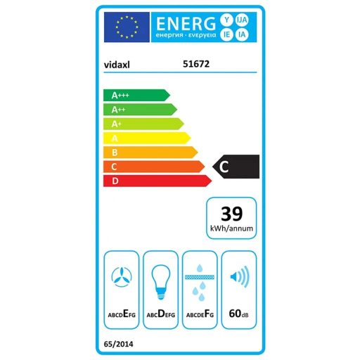 Fehér acél és edzett üveg fali páraelszívó 60 cm