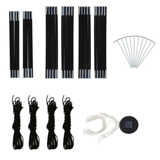 Zöld rendezvénysátor LED-del és 4 oldalfallal 3,6 x 3,6 x 2,3 m