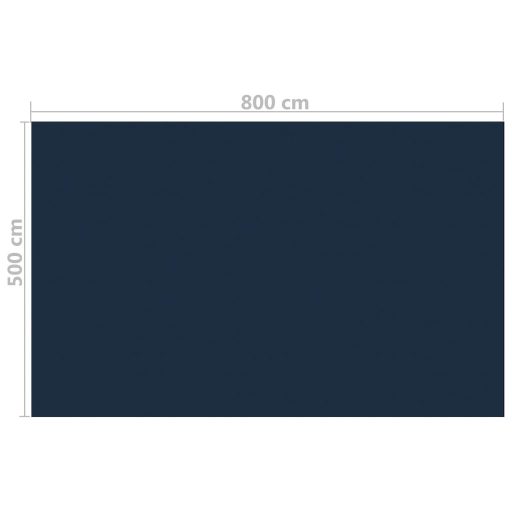 Fekete és kék napelemes lebegő PE medencefólia 800 x 500 cm