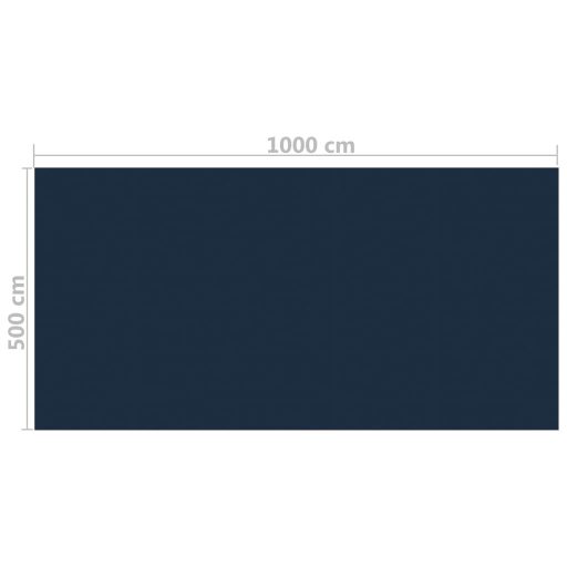 Fekete és kék napelemes lebegő PE medencefólia 1000 x 500 cm