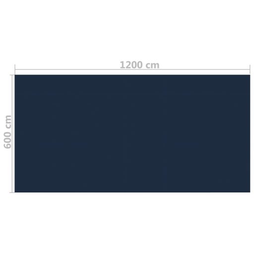 Fekete és kék napelemes lebegő PE medencefólia 1200 x 600 cm