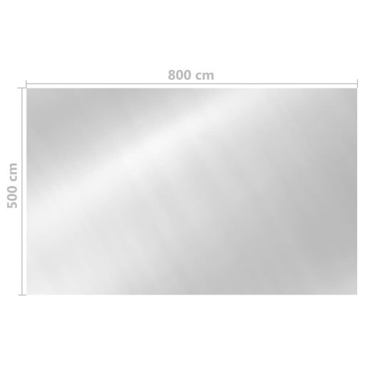 Ezüstszínű négyszögletes PE medencetakaró 800 x 500 cm