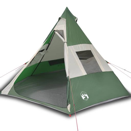 7 személyes zöld vízálló tipi kempingsátor